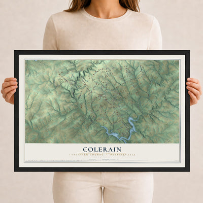 Map of Colerain, Lancaster County, Pennsylvania, 12 x 18 inch print in a black wood frame
