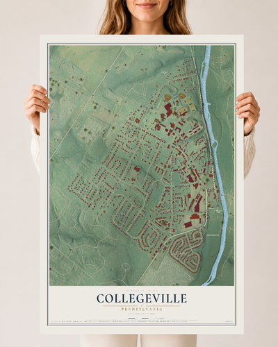 Map of Collegeville, Pennsylvania, 24 x 36 inch unframed archival matte print