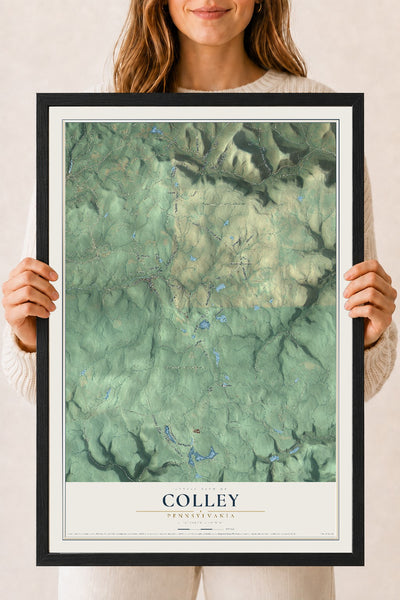 Map of Colley, Pennsylvania, 18 x 24 inch print in a black wood frame