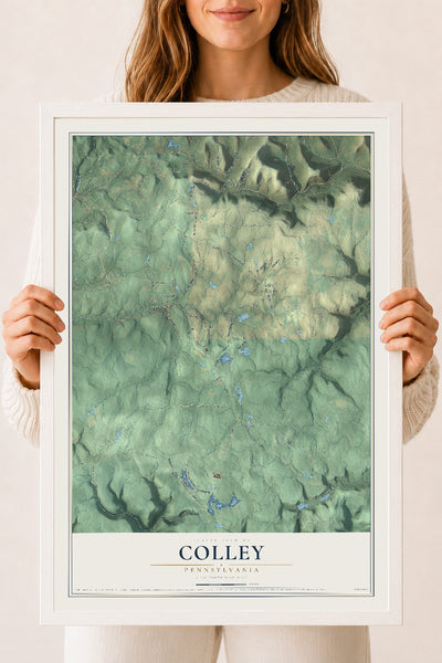 Map of Colley, Pennsylvania, 18 x 24 inch print in a white wood frame