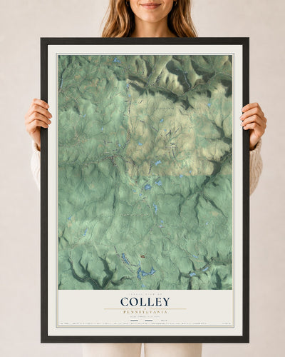 Map of Colley, Pennsylvania, 24 x 36 inch print in a black wood frame