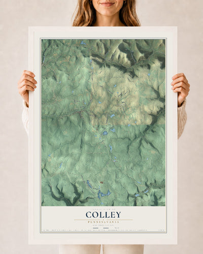 Map of Colley, Pennsylvania, 24 x 36 inch print in a white wood frame
