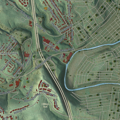 Close-up of the map of Collier, Pennsylvania print showing street and building detail