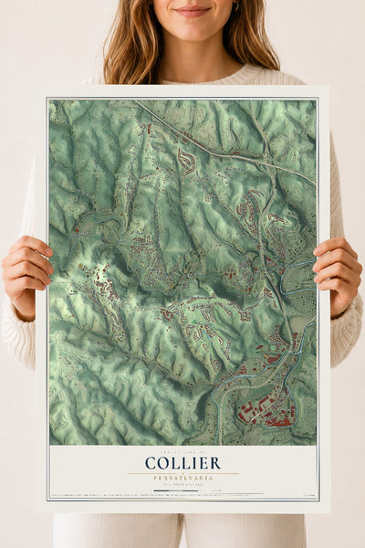Map of Collier, Pennsylvania, 18 x 24 inch unframed archival matte print