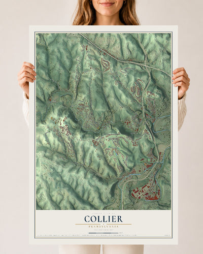 Map of Collier, Pennsylvania, 24 x 36 inch unframed archival matte print