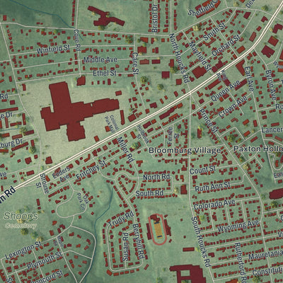 Close-up of the map of Colonial Park, Pennsylvania print showing street and building detail