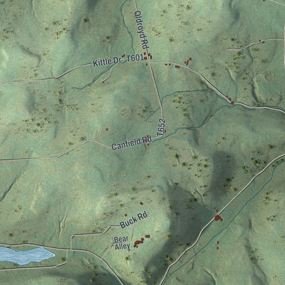 Second close-up of the map of Columbia, Bradford County, Pennsylvania print showing more streets and buildings