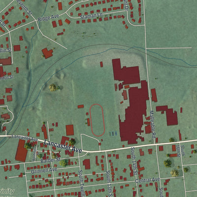 Second close-up of the map of Columbia, Lancaster County, Pennsylvania print showing more streets and buildings