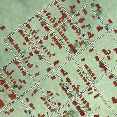 Close-up of the map of Colver, Pennsylvania print showing street and building detail