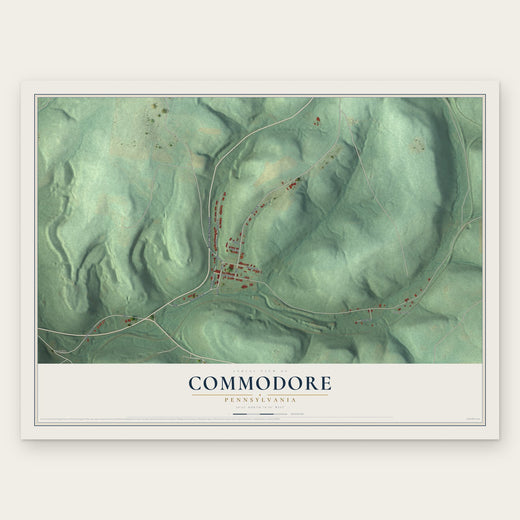 Commodore, Pennsylvania map print, the full design