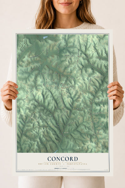 Map of Concord, Butler County, Pennsylvania, 18 x 24 inch unframed archival matte print