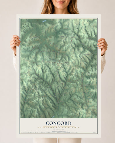 Map of Concord, Butler County, Pennsylvania, 24 x 36 inch unframed archival matte print