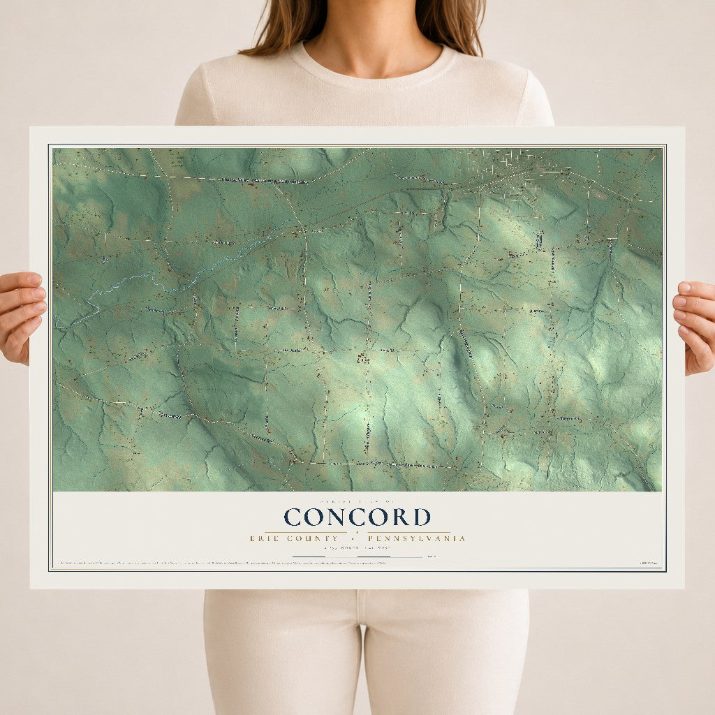 Map of Concord, Erie County, Pennsylvania, 18 x 24 inch unframed archival matte print