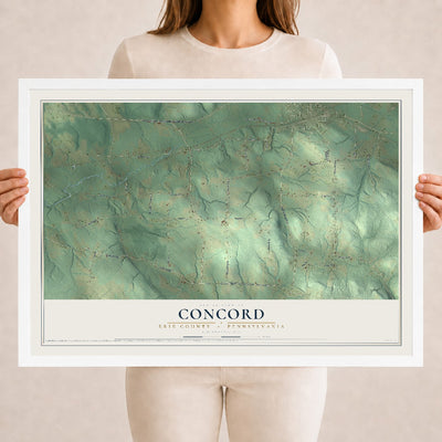 Map of Concord, Erie County, Pennsylvania, 18 x 24 inch print in a white wood frame