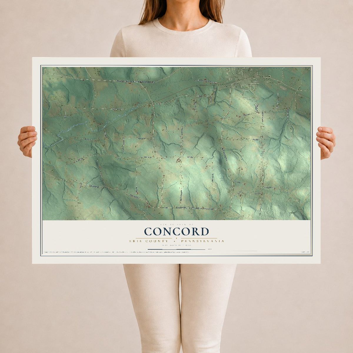Map of Concord, Erie County, Pennsylvania, 24 x 36 inch unframed archival matte print