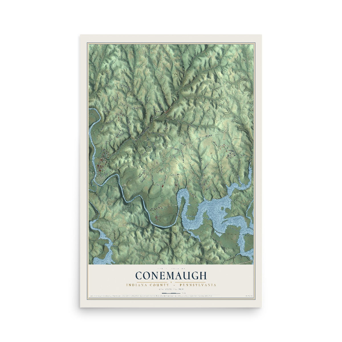 Map of Conemaugh, Indiana County, Pennsylvania, 12 x 18 inch unframed archival matte print