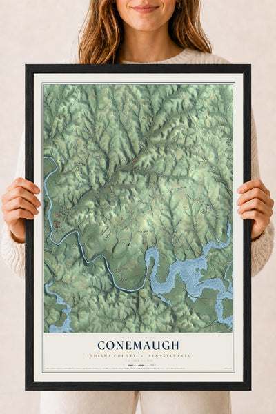 Map of Conemaugh, Indiana County, Pennsylvania, 18 x 24 inch print in a black wood frame