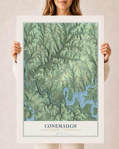 Map of Conemaugh, Indiana County, Pennsylvania, 24 x 36 inch print in a white wood frame