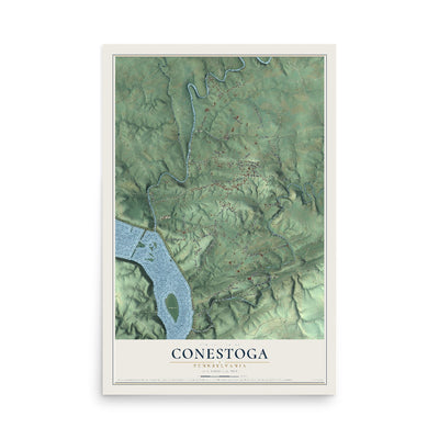 Map of Conestoga, Pennsylvania, 12 x 18 inch unframed archival matte print