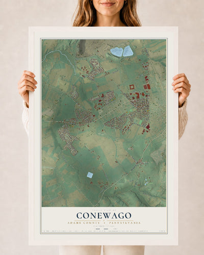 Map of Conewago, Adams County, Pennsylvania, 24 x 36 inch print in a white wood frame