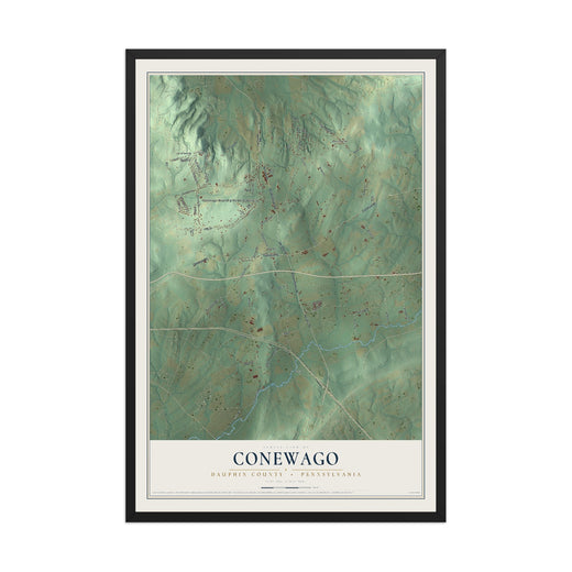 Map of Conewago, Dauphin County, Pennsylvania, 12 x 18 inch print in a black wood frame