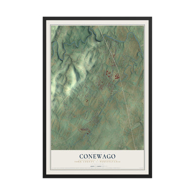 Map of Conewago, York County, Pennsylvania, 12 x 18 inch print in a black wood frame