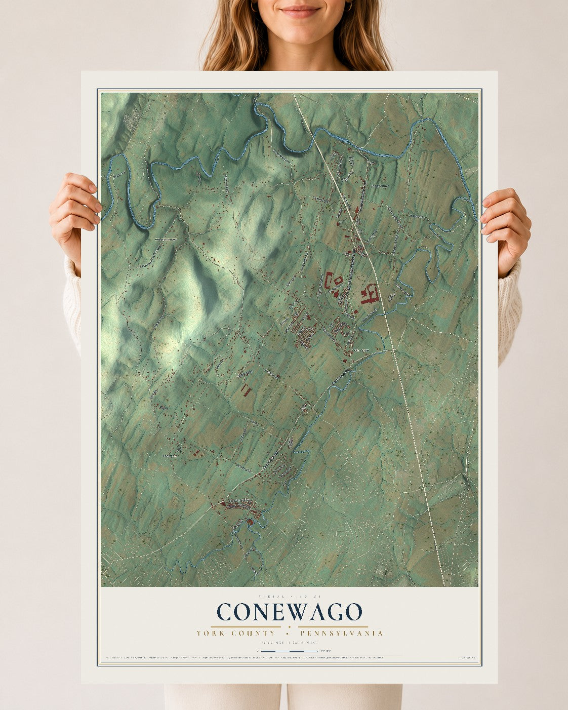 Map of Conewago, York County, Pennsylvania, 24 x 36 inch unframed archival matte print