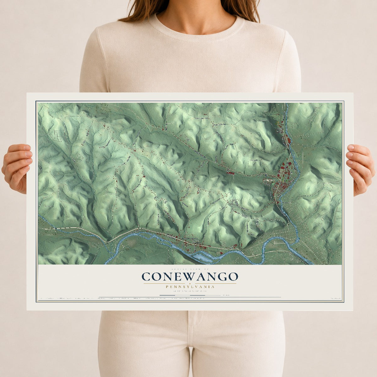 Map of Conewango, Pennsylvania, 12 x 18 inch unframed archival matte print