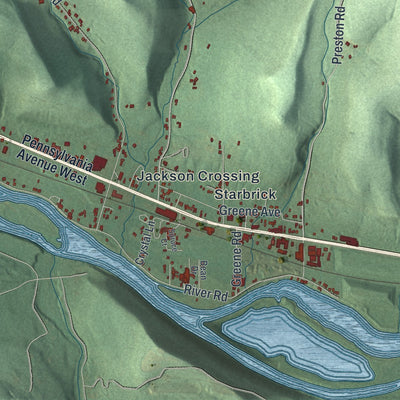 Close-up of the map of Conewango, Pennsylvania print showing street and building detail