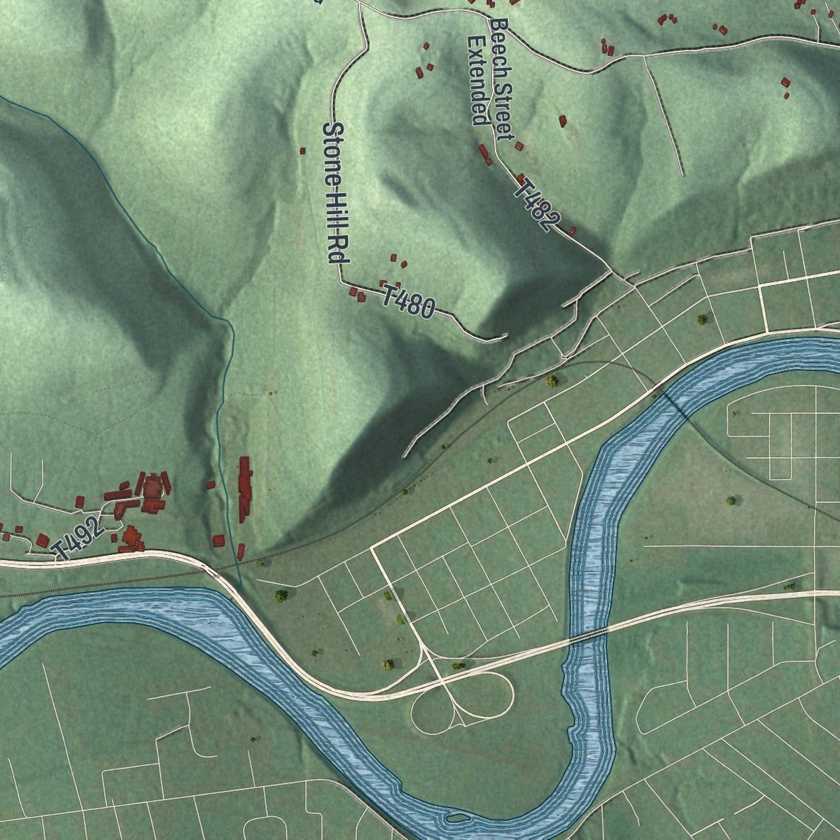 Second close-up of the map of Conewango, Pennsylvania print showing more streets and buildings