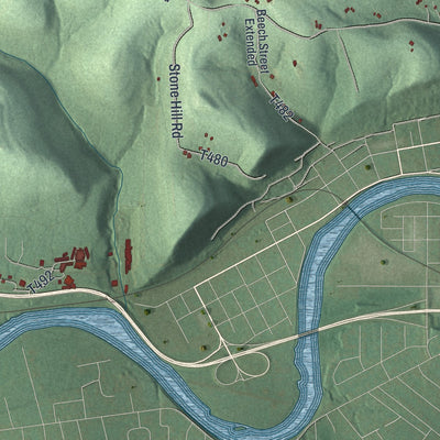 Second close-up of the map of Conewango, Pennsylvania print showing more streets and buildings