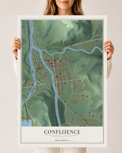 Map of Confluence, Pennsylvania, 24 x 36 inch unframed archival matte print