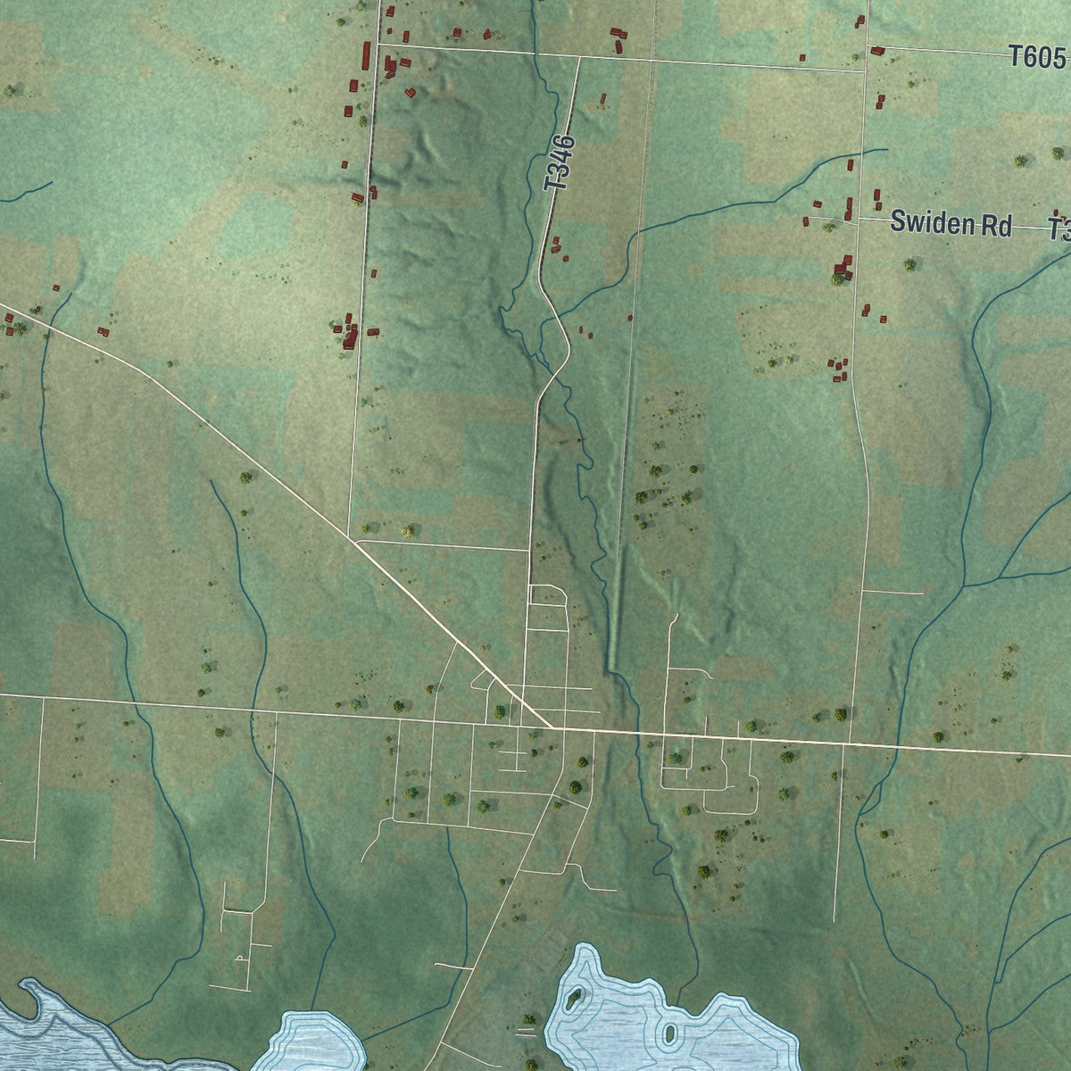 Second close-up of the map of Conneaut, Crawford County, Pennsylvania print showing more streets and buildings