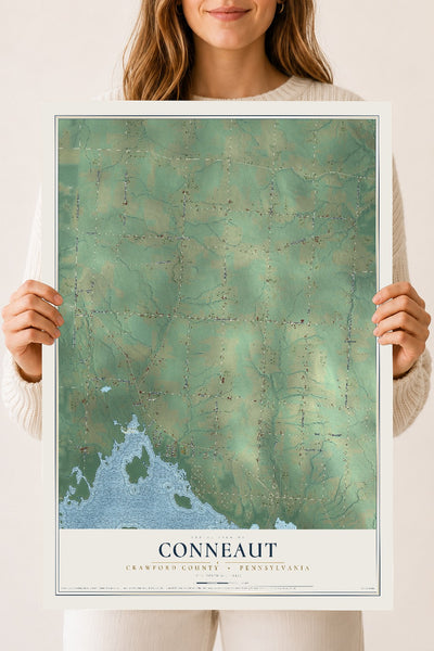Map of Conneaut, Crawford County, Pennsylvania, 18 x 24 inch unframed archival matte print