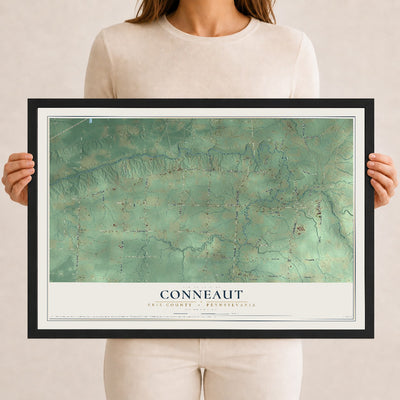 Map of Conneaut, Erie County, Pennsylvania, 12 x 18 inch print in a black wood frame