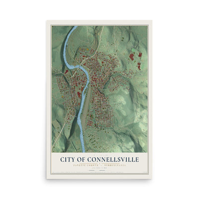 Map of the City of Connellsville, Fayette County, Pennsylvania, 12 x 18 inch unframed archival matte print