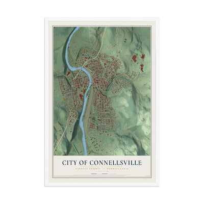 Map of the City of Connellsville, Fayette County, Pennsylvania, 12 x 18 inch print in a white wood frame