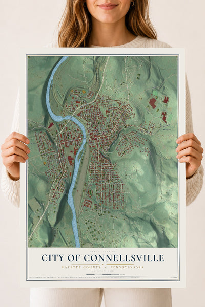 Map of the City of Connellsville, Fayette County, Pennsylvania, 18 x 24 inch unframed archival matte print