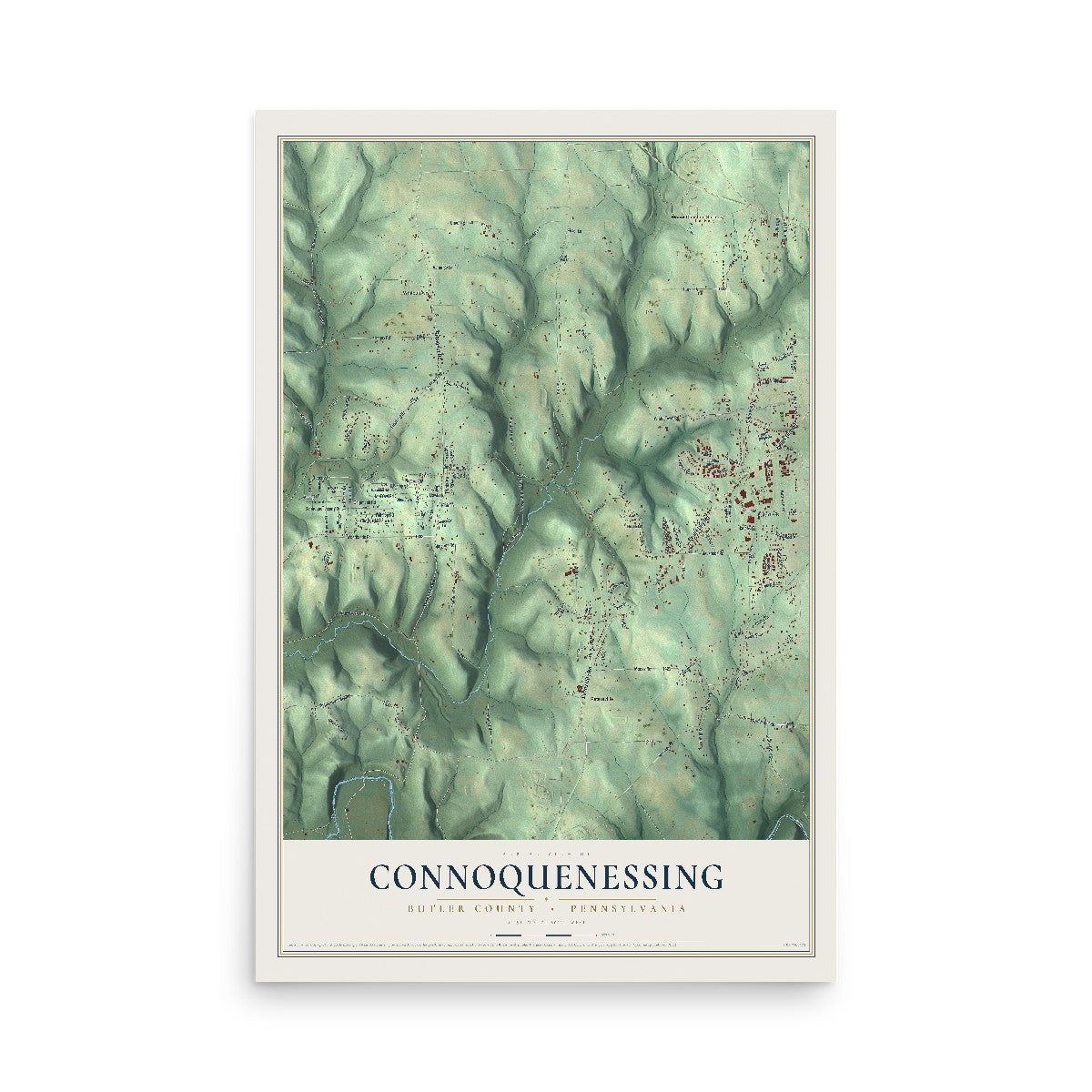 Map of Connoquenessing, Butler County, Pennsylvania, 12 x 18 inch unframed archival matte print