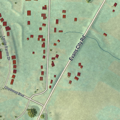 Second close-up of the map of the Borough of Connoquenessing, Butler County, Pennsylvania print showing more streets and buildings