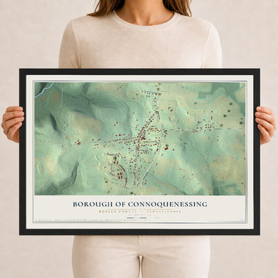 Map of the Borough of Connoquenessing, Butler County, Pennsylvania, 12 x 18 inch print in a black wood frame