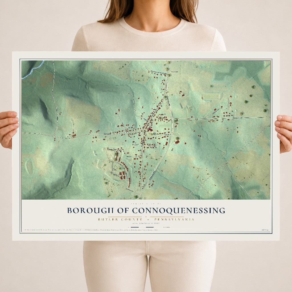 Map of the Borough of Connoquenessing, Butler County, Pennsylvania, 18 x 24 inch unframed archival matte print