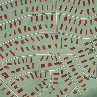 Close-up of the map of Continental Courts, Pennsylvania print showing street and building detail