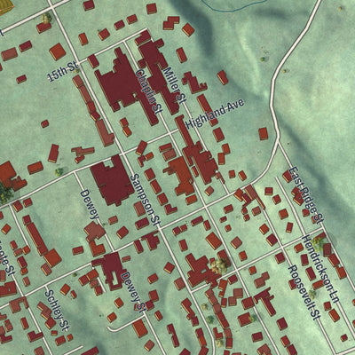 Second close-up of the map of Conway, Pennsylvania print showing more streets and buildings