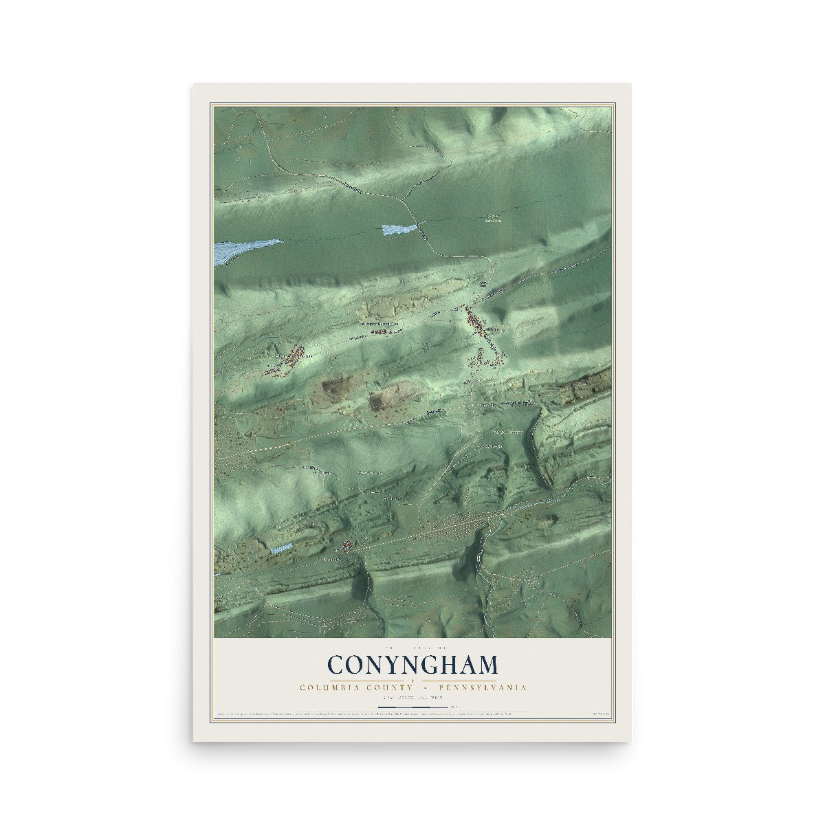 Map of Conyngham, Columbia County, Pennsylvania, 12 x 18 inch unframed archival matte print