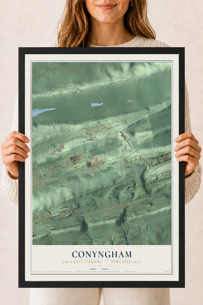 Map of Conyngham, Columbia County, Pennsylvania, 18 x 24 inch print in a black wood frame