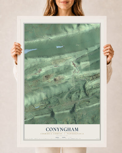 Map of Conyngham, Columbia County, Pennsylvania, 24 x 36 inch print in a white wood frame