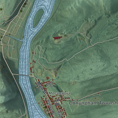 Close-up of the map of Conyngham, Luzerne County, Pennsylvania print showing street and building detail