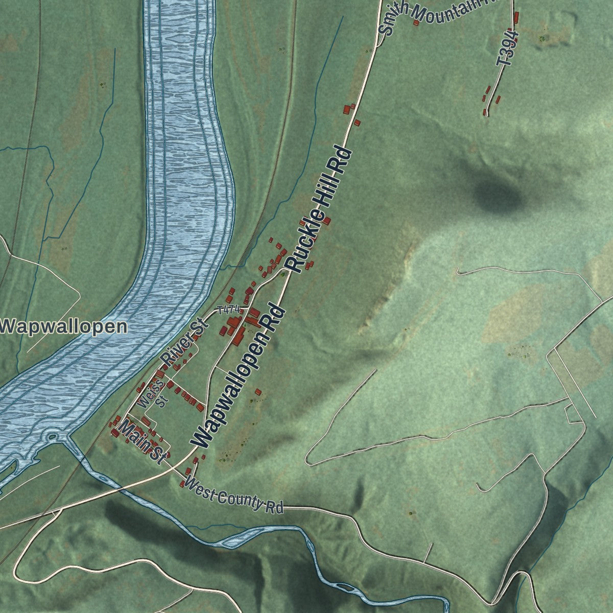 Second close-up of the map of Conyngham, Luzerne County, Pennsylvania print showing more streets and buildings