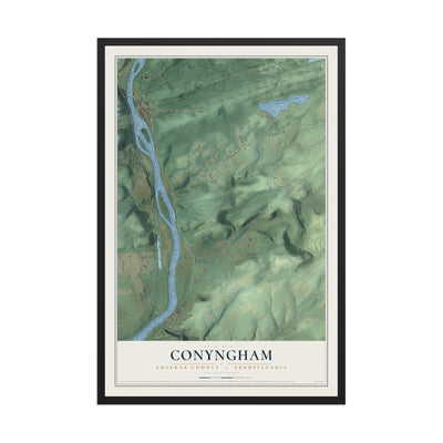 Map of Conyngham, Luzerne County, Pennsylvania, 12 x 18 inch print in a black wood frame